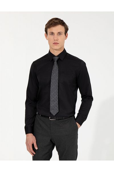 Pierre Cardin Черна риза с дълъг ръкав и класическа кройка 50258931-VR046