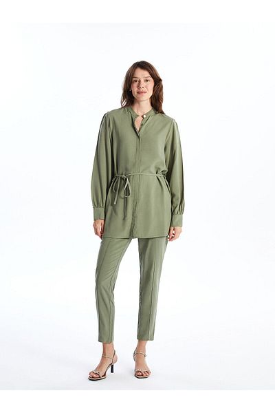 LC Waikiki Lcw Hakim Collar Plain Linen Blended Women's Shirt Tunic