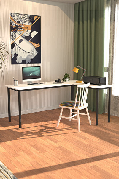 DEKOPRATİK Viva L Çalışma Masası Bilgisayar Masası Ofis Masası 150x55 Beyaz