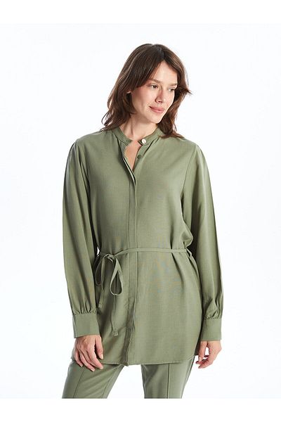 LC Waikiki Lcw Hakim Collar Plain Linen Blended Women's Shirt Tunic