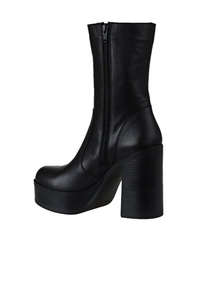 Bueno Shoes Siyah Deri Kadın Topuklu Bot 01wv5000