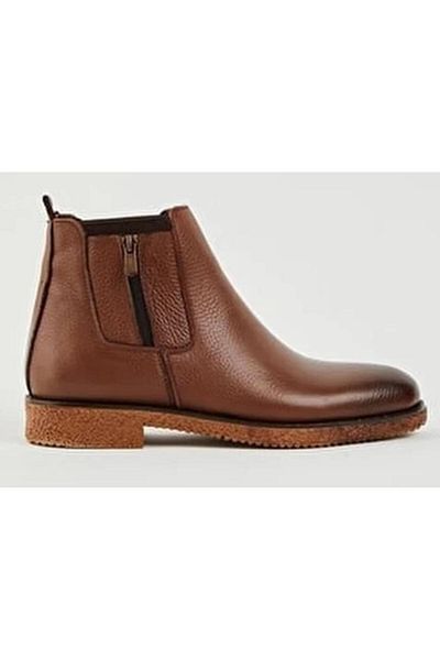 BAGSSHOES Htc2023k-011 Men's Genuine Leather Thermo Sole Zipper Garnished Chelsea Boots