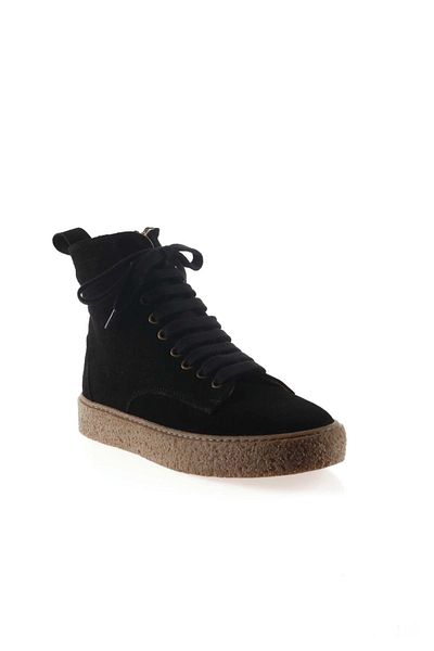 Bueno Shoes Γυναικείες Suede Μαύρες Flat Μπότες - 01wt3202