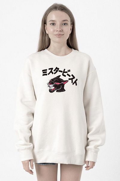 Tshirthane Mr Beast Kanji White Women's 2ip Sweatshirt