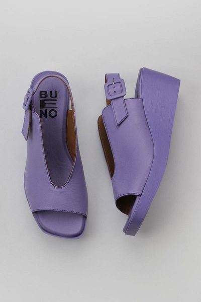 Bueno Shoes Sandale de damă din piele liliac cu toc cu pană - 01wy2405