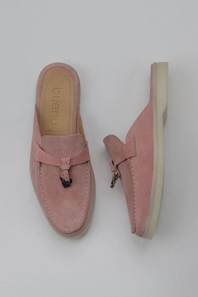Bueno Shoes Papuci plati din piele intoarsa pentru dama roz - 05wt103