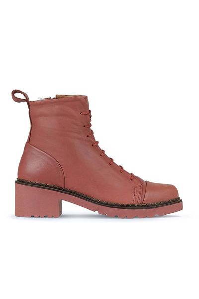 Bueno Shoes Δερμάτινες ροζ γυναικείες μπότες με τακούνι - 01wz4400