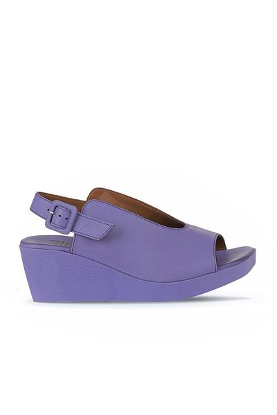 Bueno Shoes Sandale de damă din piele liliac cu toc cu pană - 01wy2405