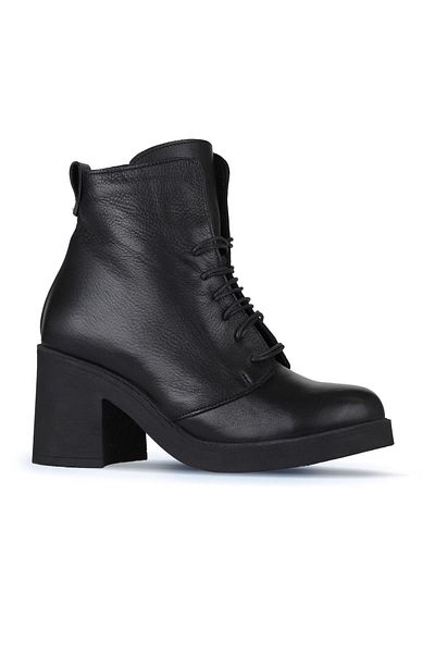 Bueno Shoes Δερμάτινες γυναικείες μπότες με τακούνι μαύρο - 01wz7107
