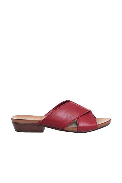 BUENO Shoes Bordo Deri Kadın Topuklu Terlik 01wn0402
