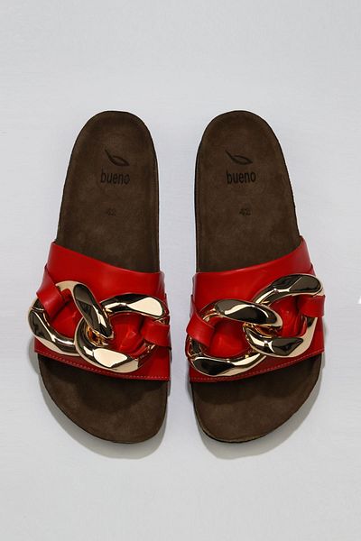 Bueno Shoes Papuci roșii din piele Nappa pentru femei - 05wt066