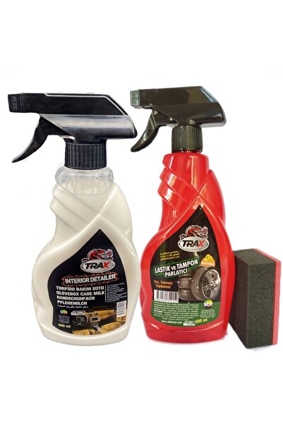 TRAX Torpido Bakım Sütü Temizleyici Parlatıcı 500ml+lastik Parlatıcı Ve Tampon Cilası 500 ml+1 Sünger