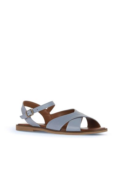 Bueno Shoes Sandale plate din piele albastră pentru femei - 01wa5703