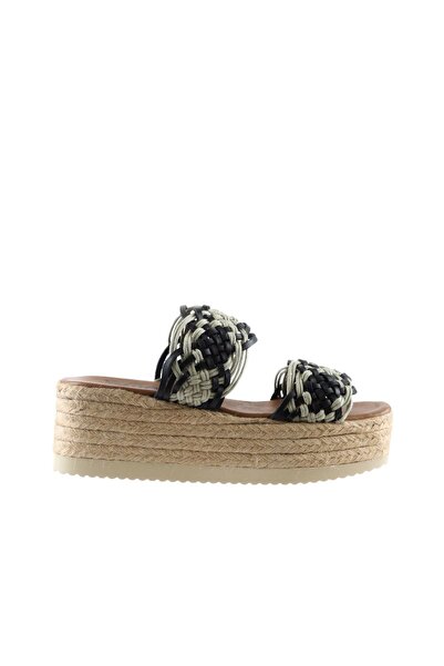 Bueno Shoes Siyah Deri Kadın Espadril Terlik 01wu6110