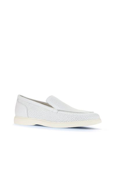Bueno Shoes Мъжки мокасини от кожа в бяло - 01ma8200