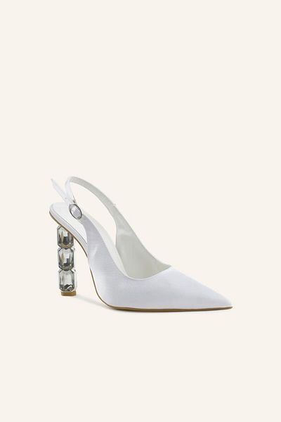 MARCATELLI White Satin Icon Heeled Bridal Shoes