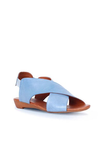 Bueno Shoes Sandale de damă din piele albastru deschis - 01wl2408