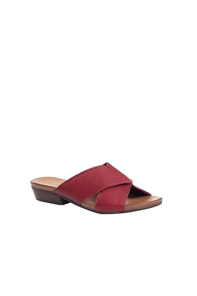 BUENO Shoes Bordo Deri Kadın Topuklu Terlik 01wn0402