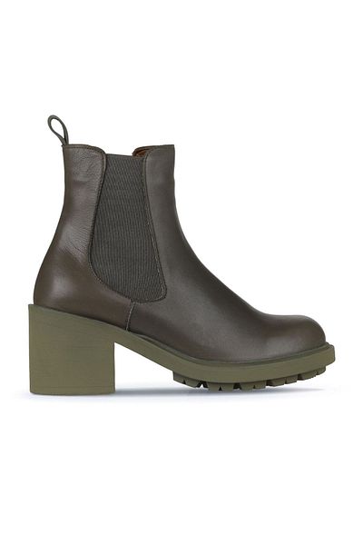 Bueno Shoes Γυναικείες μπότες με τακούνι Khaki Leather - 01wz7902