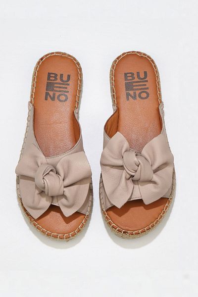 Bueno Shoes 01wl4605 Μοντέλο Γκρι Δερμάτινες Γυναικείες Παντόφλες Espadrille