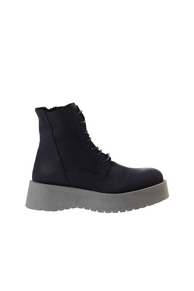 Bueno Shoes حذاء نسائي بكعب ويدج باللون الأزرق الداكن من جلد نوبوك - 01wv1305