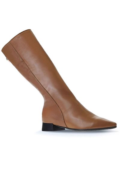 Bueno Shoes Tan Leather Γυναικείες Flat Μπότες - Μοντέλο 01wr3010