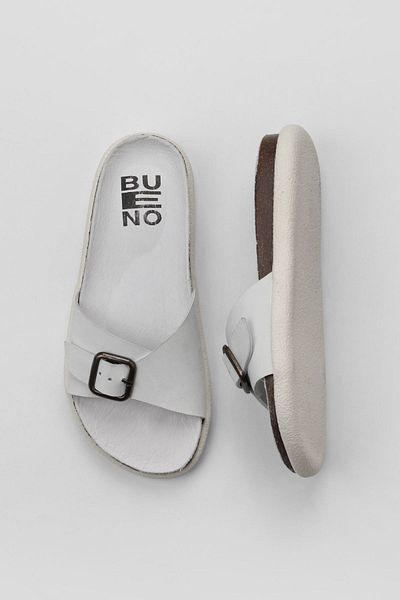 Bueno Shoes 01ws11003 Μοντέλο Λευκές γυναικείες φλατ παντόφλες Nubuck