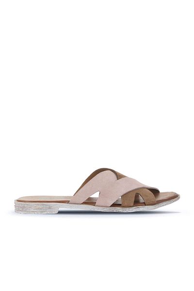 Bueno Shoes Γυναικείες φλατ παντόφλες Alf Suede - Powder Tan, 01wa3014