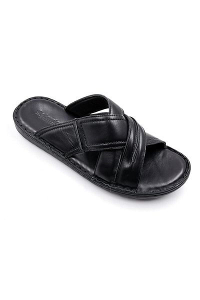 Sekurlet 5226ba Men's Daily Large Size Genuine Leather Ultra Comfort Slippers