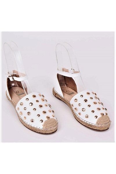 BAGSSHOES Louise Cardy 30075 Espadrile cu împânzire din piele naturală, cu talpă din iută