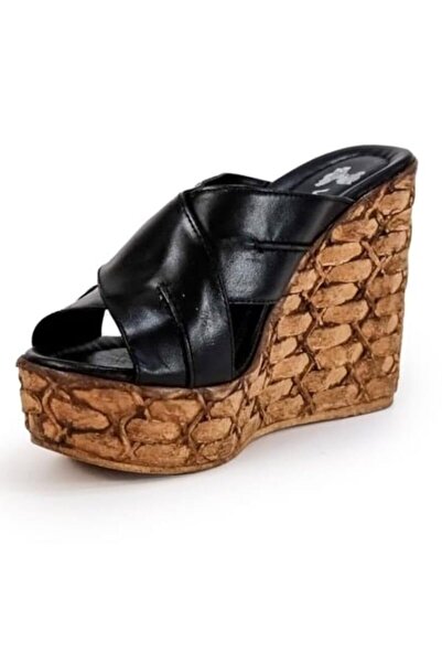 Venüs 2112202y Women's Genuine Leather - High Padded and Cross Strap Slippers