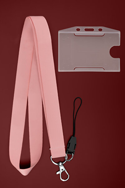 Apptakı Pembe Boyun İpi Boyun Askı İpi Boyun Askısı ve Kartlık - ASS0329