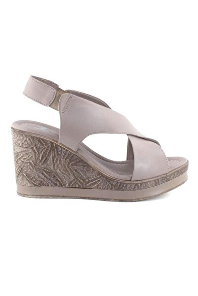 Venüs 2015713y Women's Daily Wedge Sole Cross Strap Genuine Leather Shoes