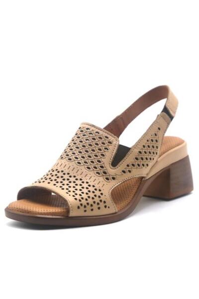 Venüs 2311503Y Γυναικεία καλοκαιρινά παπούτσια με χοντρό μεσαίο τακούνι από γνήσιο δέρμα