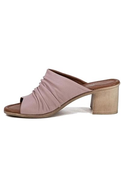 STEP MORE Z1921 Γυναικείες καθημερινές γνήσιες δερμάτινες παντόφλες με τακούνι