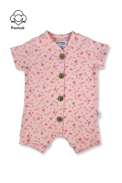 difa kids بذلة صيفية من السلمون بأزرار منقوشة بالزهور للفتيات الصغيرات