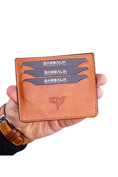 Garbalia Walterıa Genuine Leather Classic Card Holder-tan