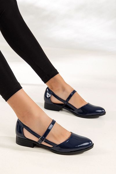 MaskButik Lakované boty Mary Low Heel - Navy Blue
