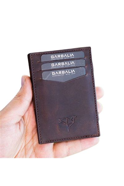 Garbalia Magic Hakiki Deri Rfıd Engelleyici Unisex-kahverengi