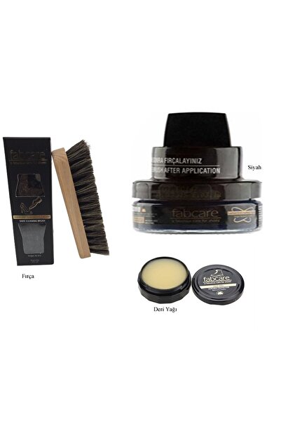 Fabcare Sistem 1 At Kılı fırça Deri Yağı Boya Seti-Siyah