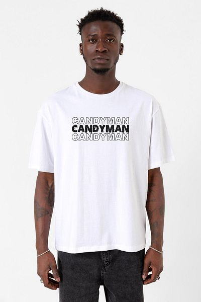 Tshirthane Ανδρικό μπλουζάκι Candy Man Halloween White Oversize
