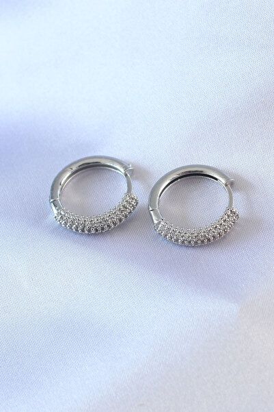 Marsilyan أقراط فضية اللون مرصعة بحجر الزركون موديل نحاسي للنساء