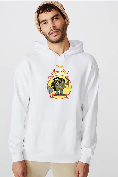 Tshirthane The Umbrella Academy Team Analyst Λευκό ανδρικό φούτερ με κουκούλα 3 κορδονιών