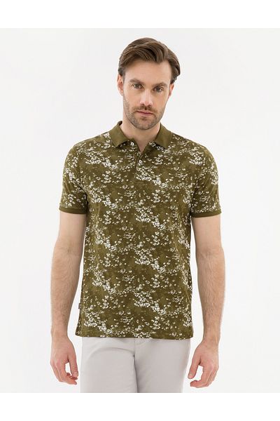 Pierre Cardin Μπλουζάκι Polo Neck Slim Fit Light Khaki - Με στάμπα, 50220090-VR183