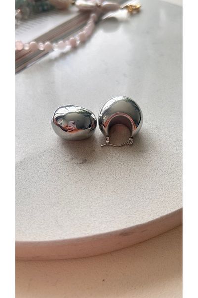 Doğaltaş Masalları Silver Color Steel Bomb Earrings