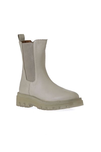 Bueno Shoes Μπεζ δερμάτινες γυναικείες μπότες - Wedge Heel, 01wv1510 Model