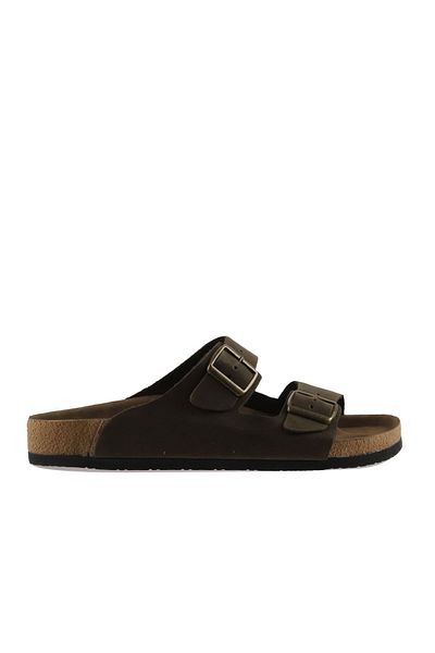 Bueno Shoes Γυναικείες δερμάτινες φλατ παντόφλες Khaki Nubuck - 05wt100