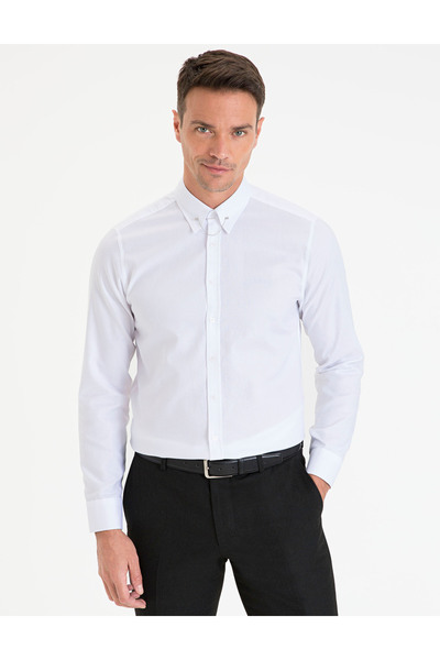 Pierre Cardin Бяла риза с тясна кройка за смокинг 50230372-VR013