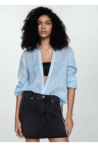 MANGO Woman Seamless Denim Miniskirt with a Edge