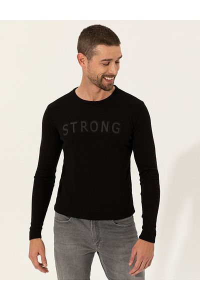 Pierre Cardin Black Slim Fit Crew Neck Knitwear Sweater 50241443 -Vr046